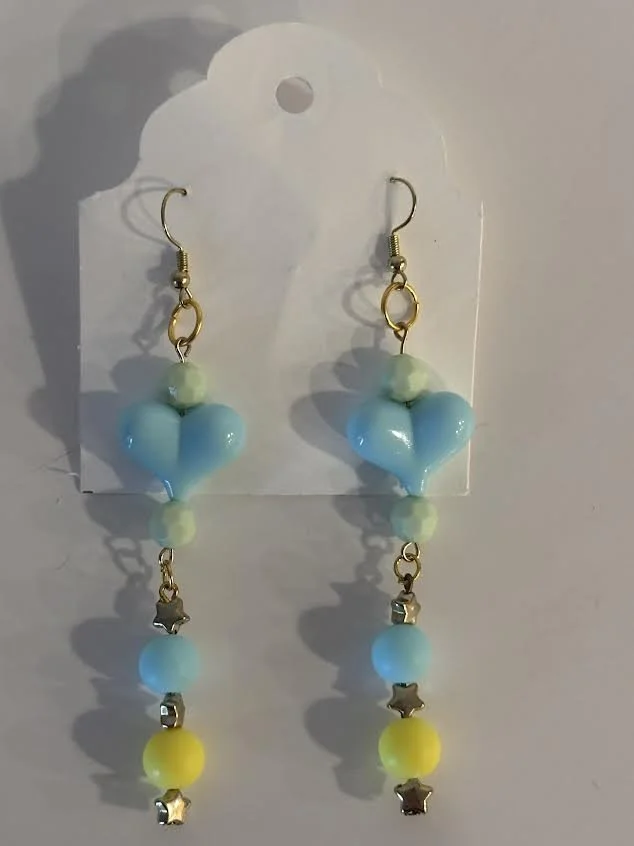 Heart Dangly Beaded Earrings