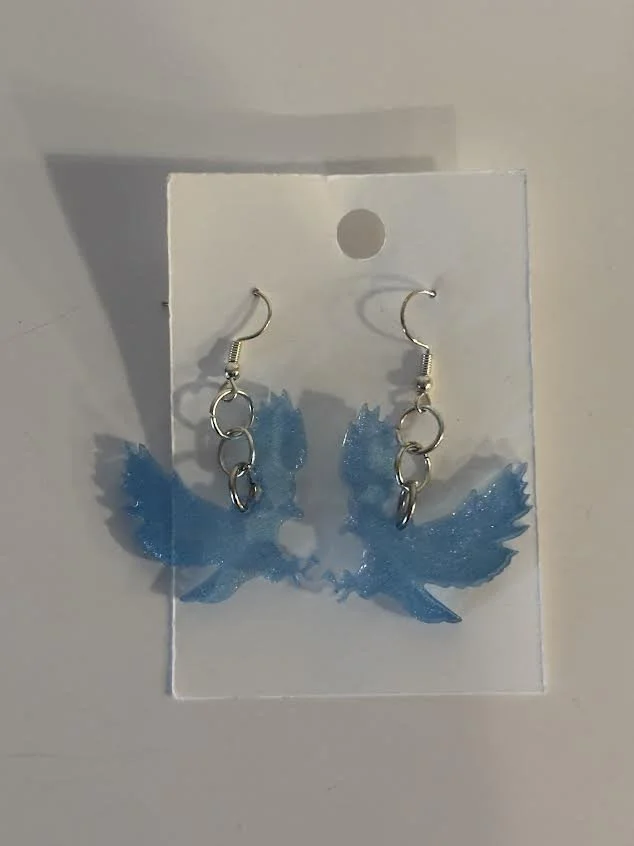 Resin Blue Eagle Earrings