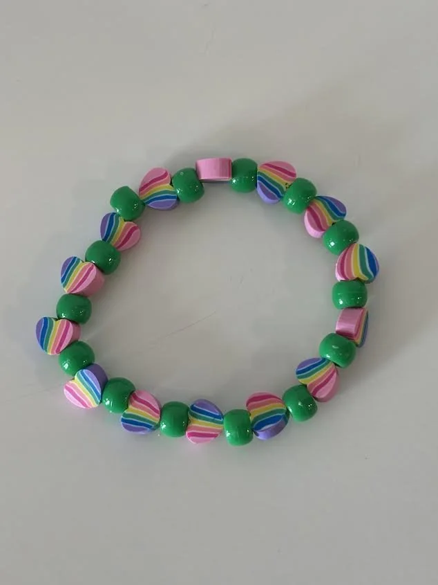 Medium Rainbow Heart Beaded Bracelet