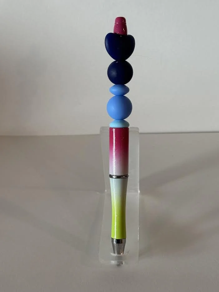 Blue Heart Beaded Pen