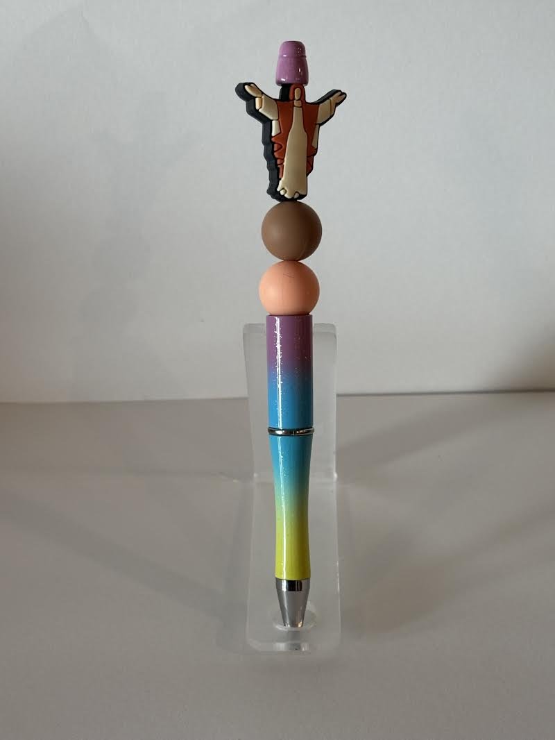 Brown Jesus Beaded Pen