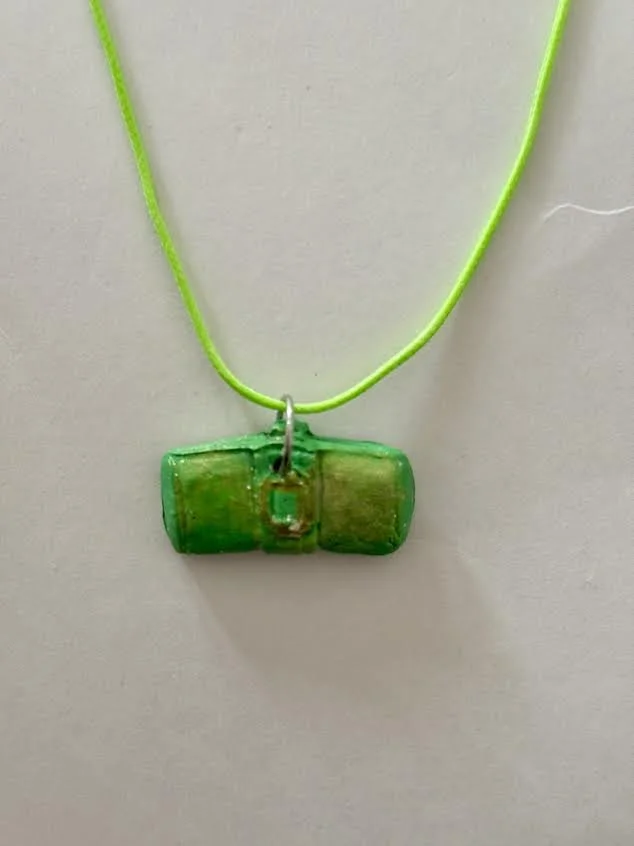 Green Purse Clay Necklace