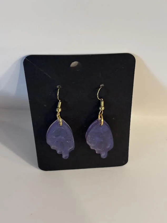 Resin Purple Mini Butterfly Earrings