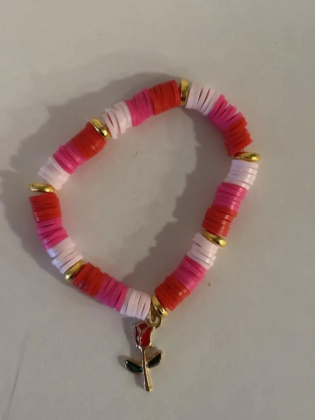 XXS Clay Beaded Bracelet with Rose Charm
