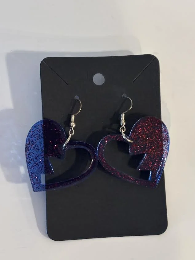 Resin Blue Jagged Earrings