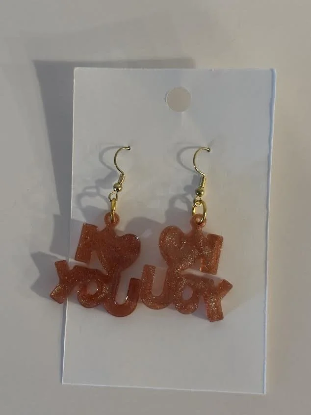 Resin I Love You Earrings