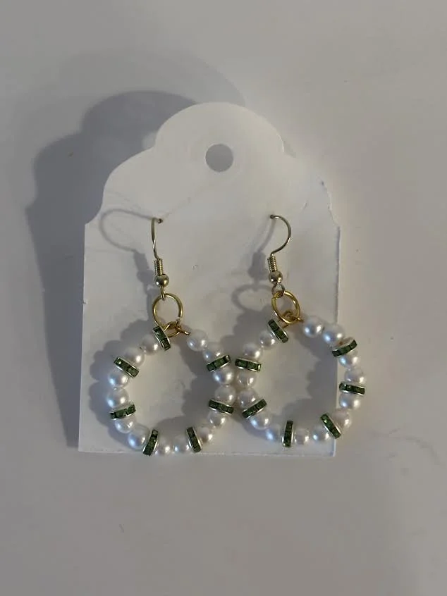 White Beaded Circle Earrings