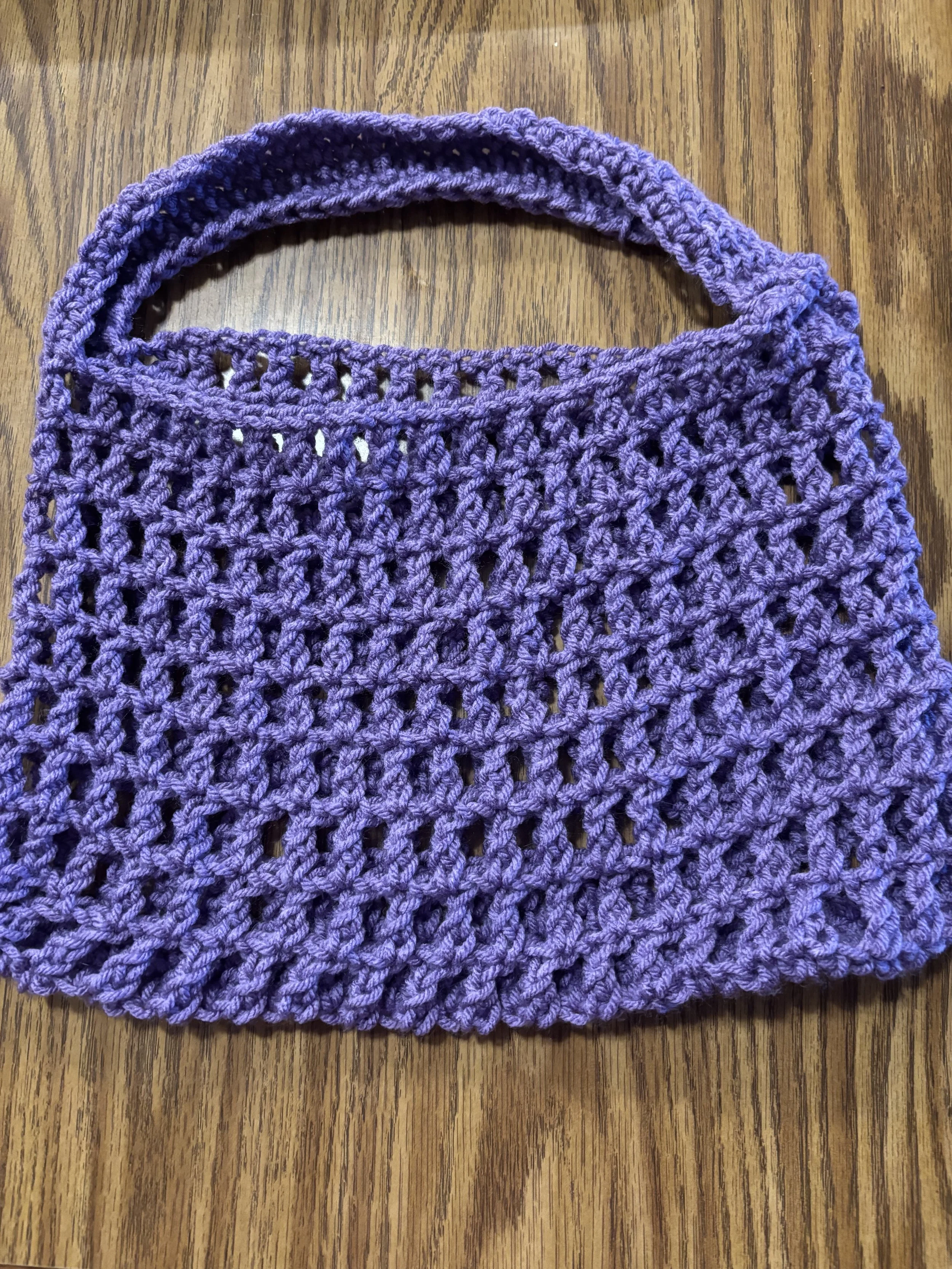 Purple Crocheted Mesh Bag