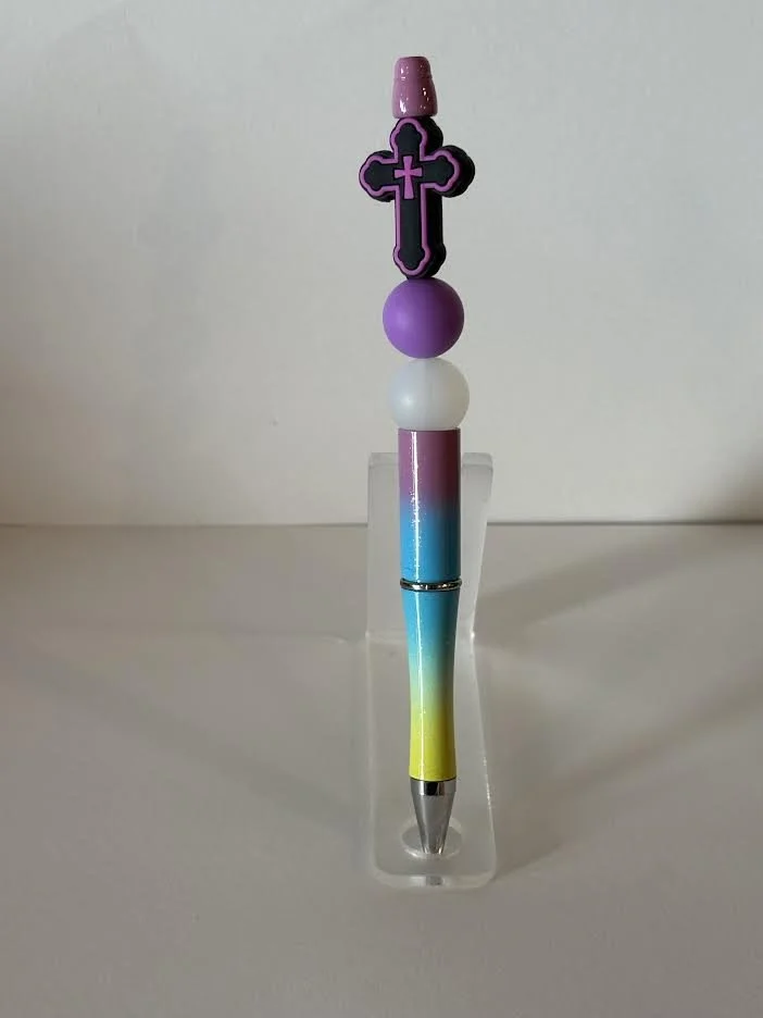 Black Cross Beaded Pen