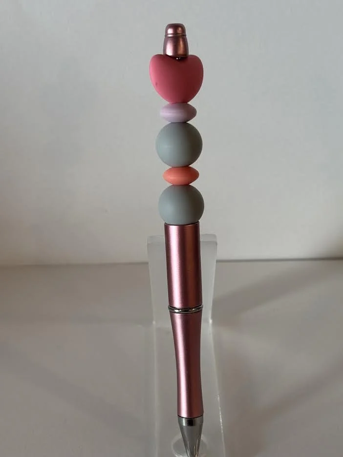 Pink Heart Beaded Pen