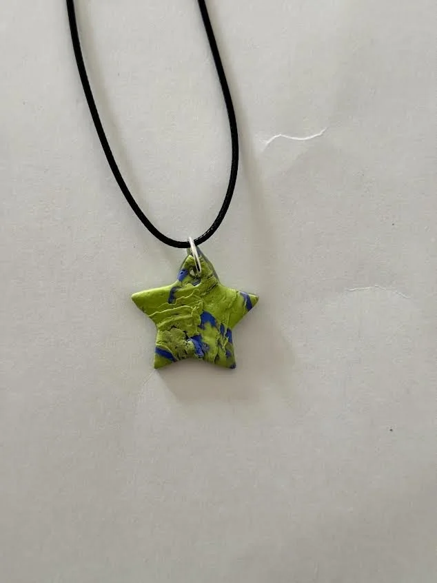 Green Star Clay Necklace