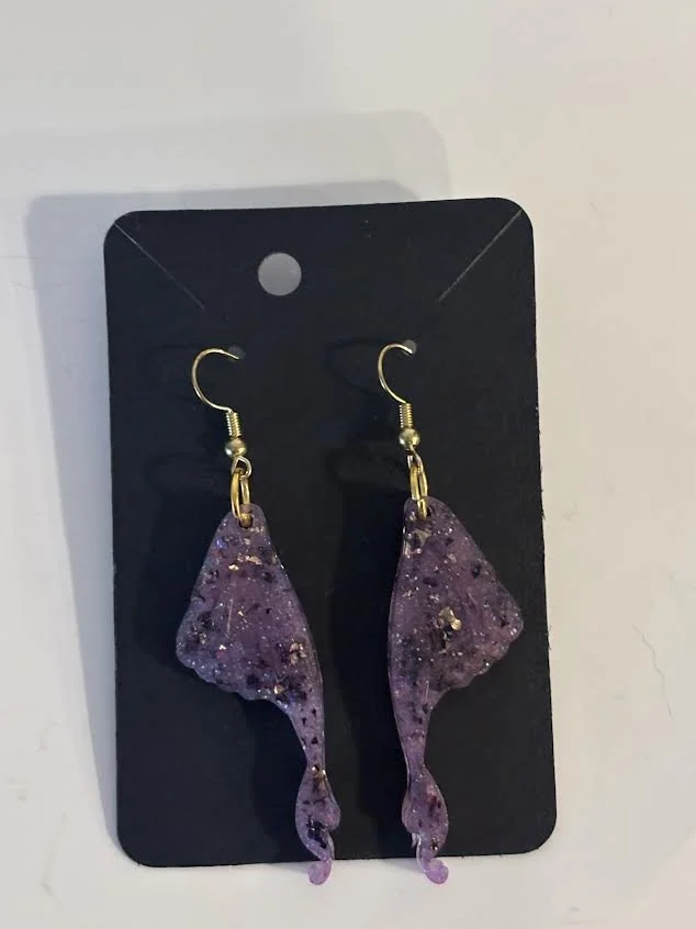 Resin Purple butterfly Earrings