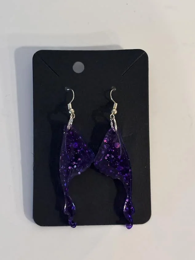Resin Purple Butterfly Earrings