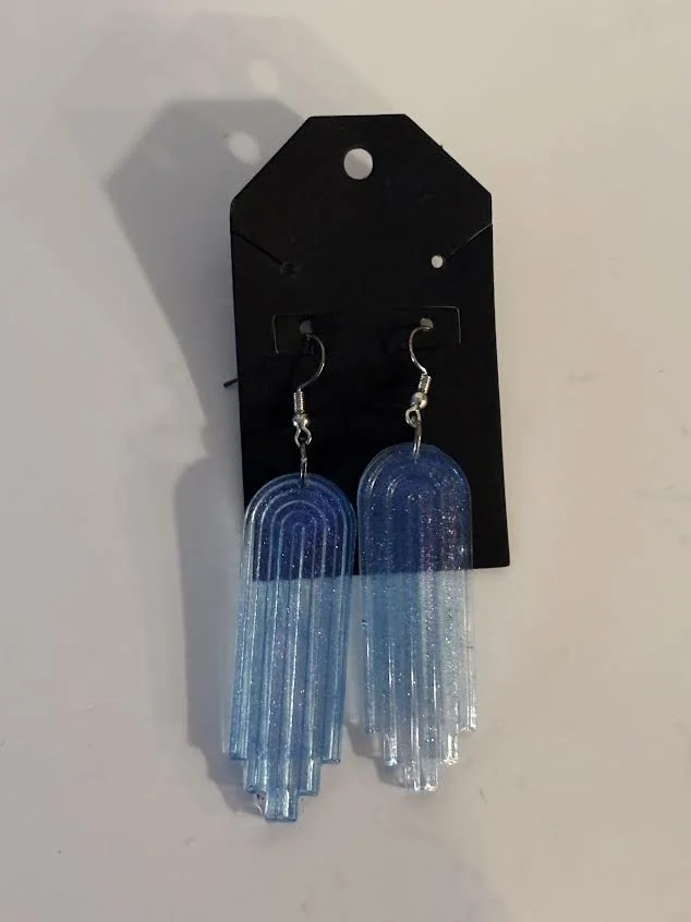 Resin Blue Waterfall Earrings