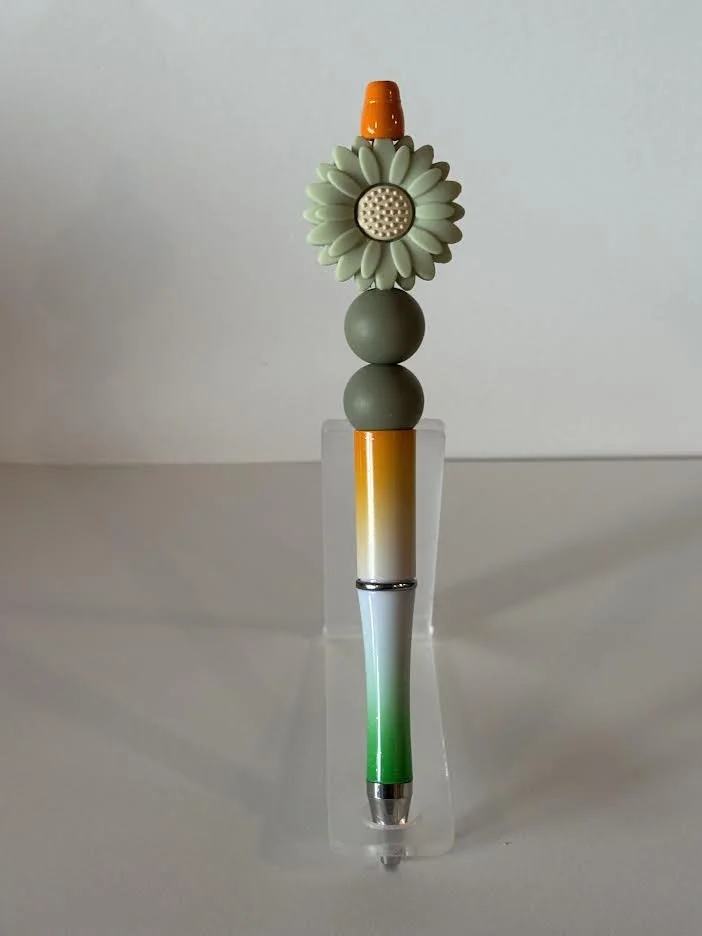 Green Flower Beaded Pen