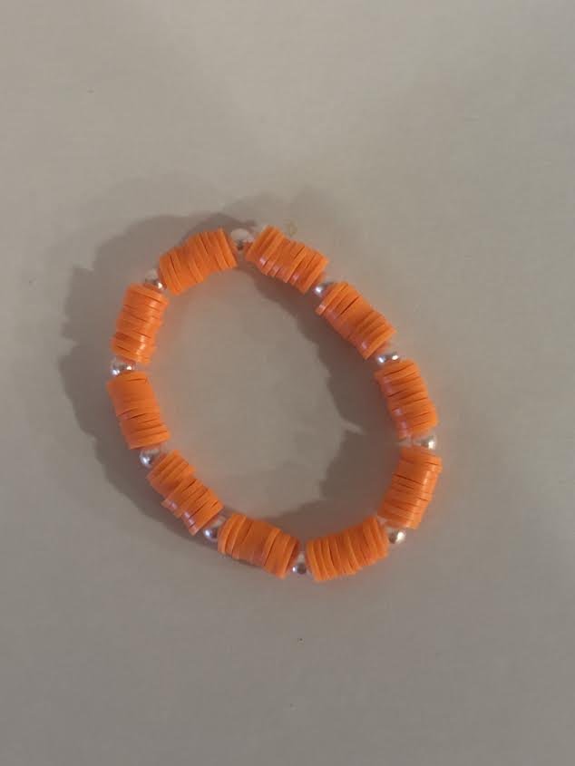 XXS Orange Clay Beaded Bracelet