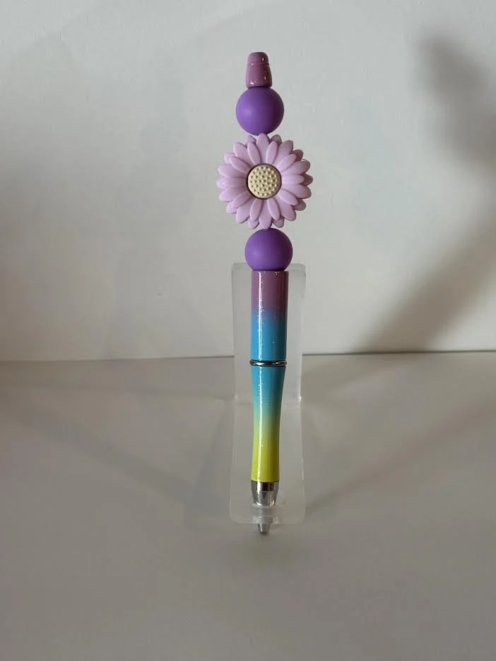 Purple Flower Beaded Pen