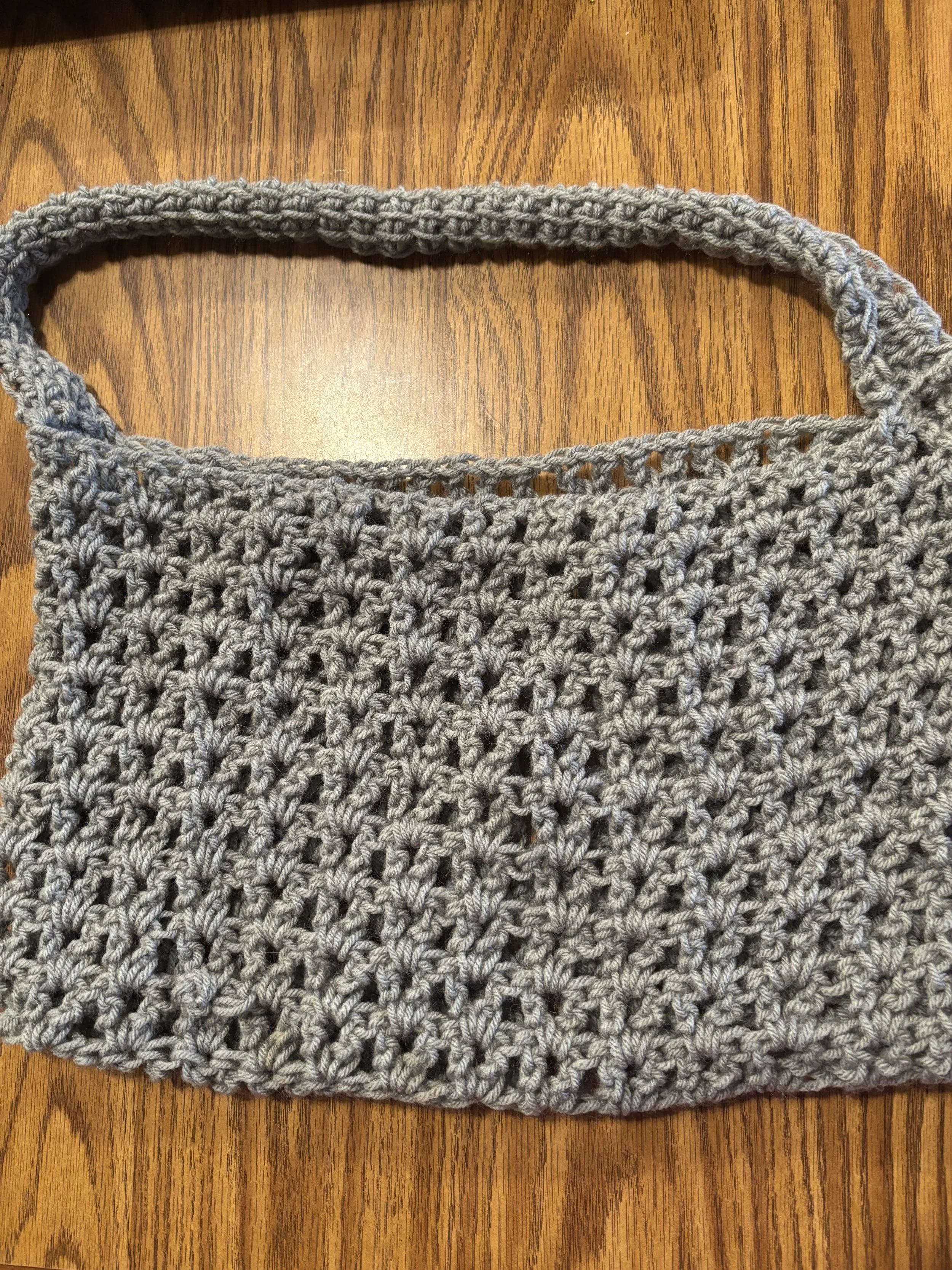Grey Crocheted Mesh Bag