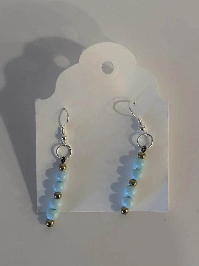Beaded Pastel Blue Earrings