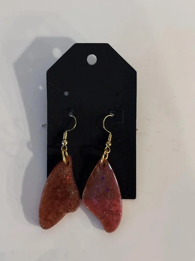 Resin Orange Butterfly Earrings