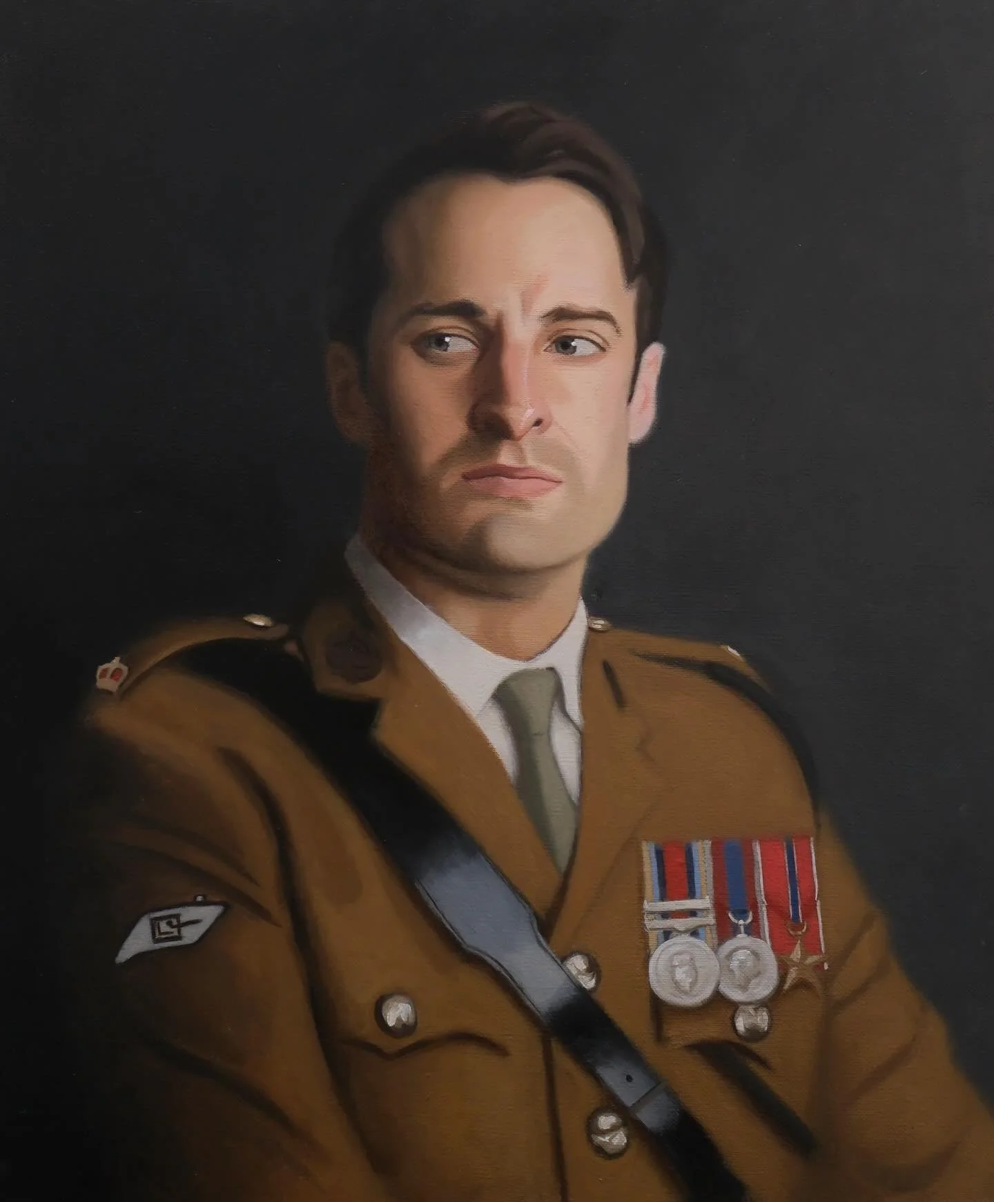 Trying to get back into the habit of posting again
.
.Major Hughes, RTR, oil on linen 
.
.
.
#militaryportrait #royaltankregiment #britisharmy #oilportrait comission