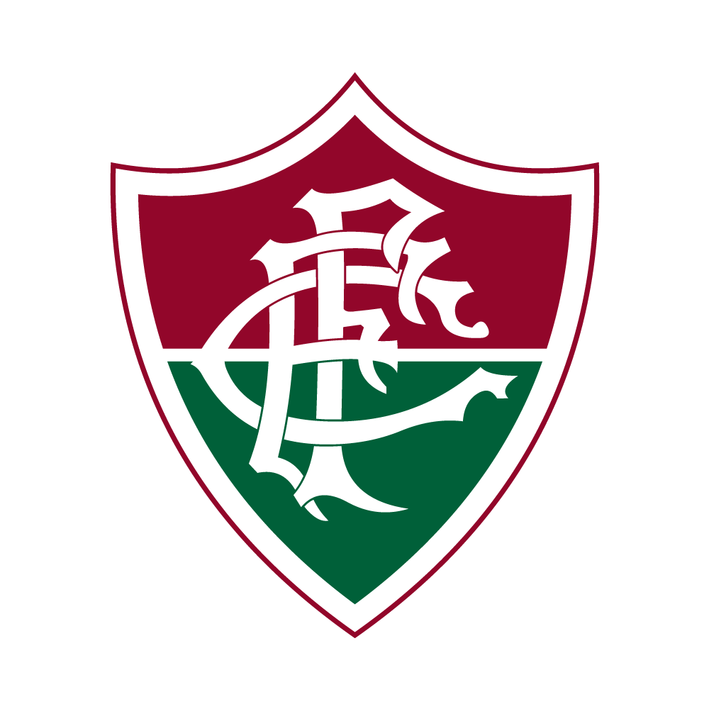 The Fluminense Football Club logo featuring a shield divided into red and green sections with white intricate lettering and design.