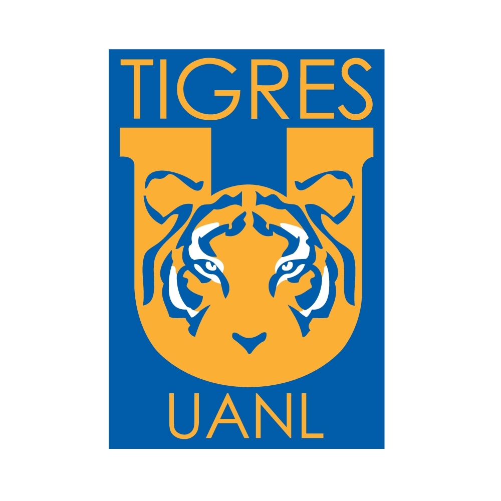 Logo of Tigres UANL featuring a stylized tiger head in yellow on a blue background with the words "TIGRES" at the top and "UANL" at the bottom.