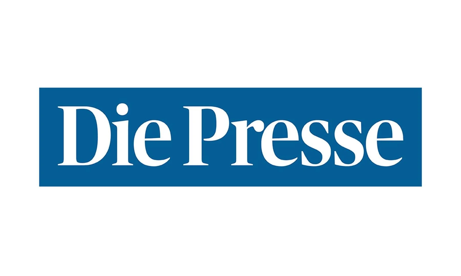 Logo von Die Presse, einem österreichischen Nachrichtenmagazin, mit weißem Text auf blauem Hintergrund.