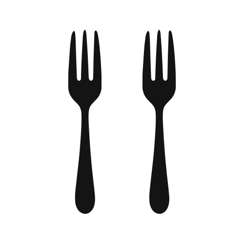 Zwei schwarze Gabeln auf weißem Hintergrund, nebeneinander.