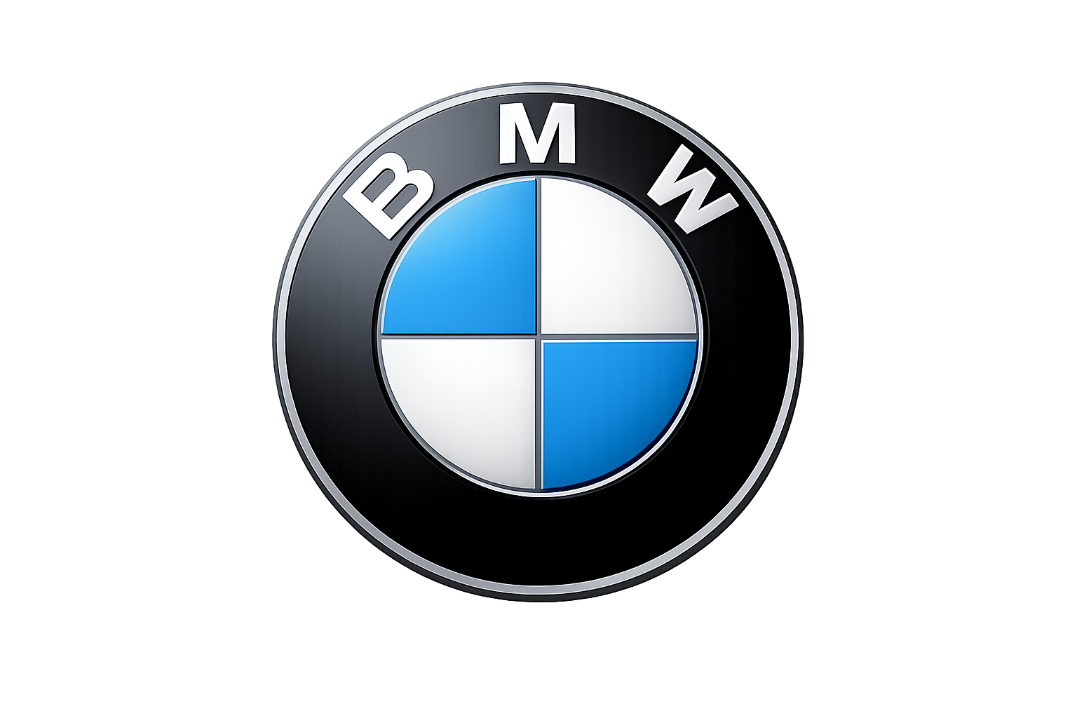 BMW logo, a circular emblem with blue and white quadrants, surrounded by a black ring with the letters B M W.