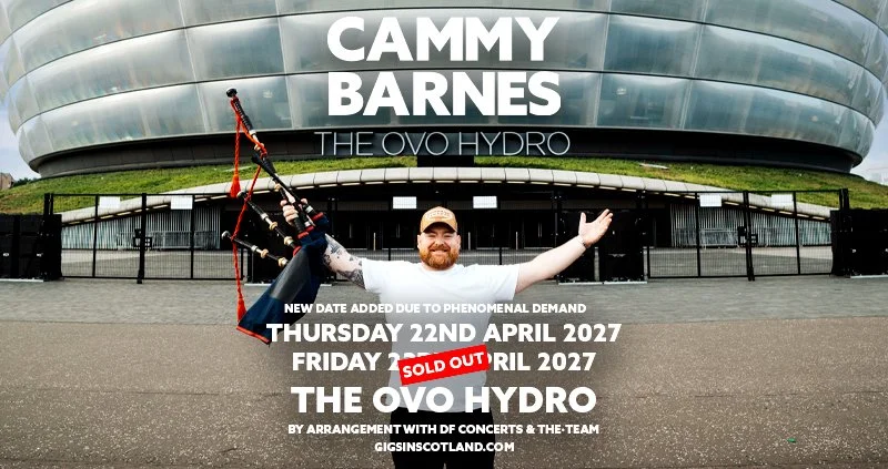 Cammy Barnes outside The OVO Hydro with his bagpipes. New date added: Thursday 22nd April 2027. Friday 23rd sold out.