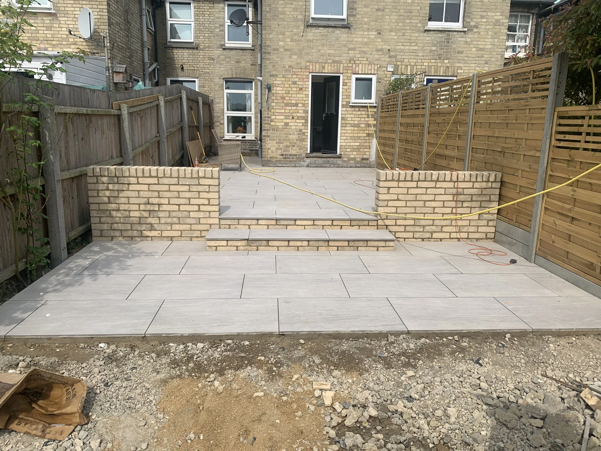 brickwork and porcelain paving to rear garden in cambridge