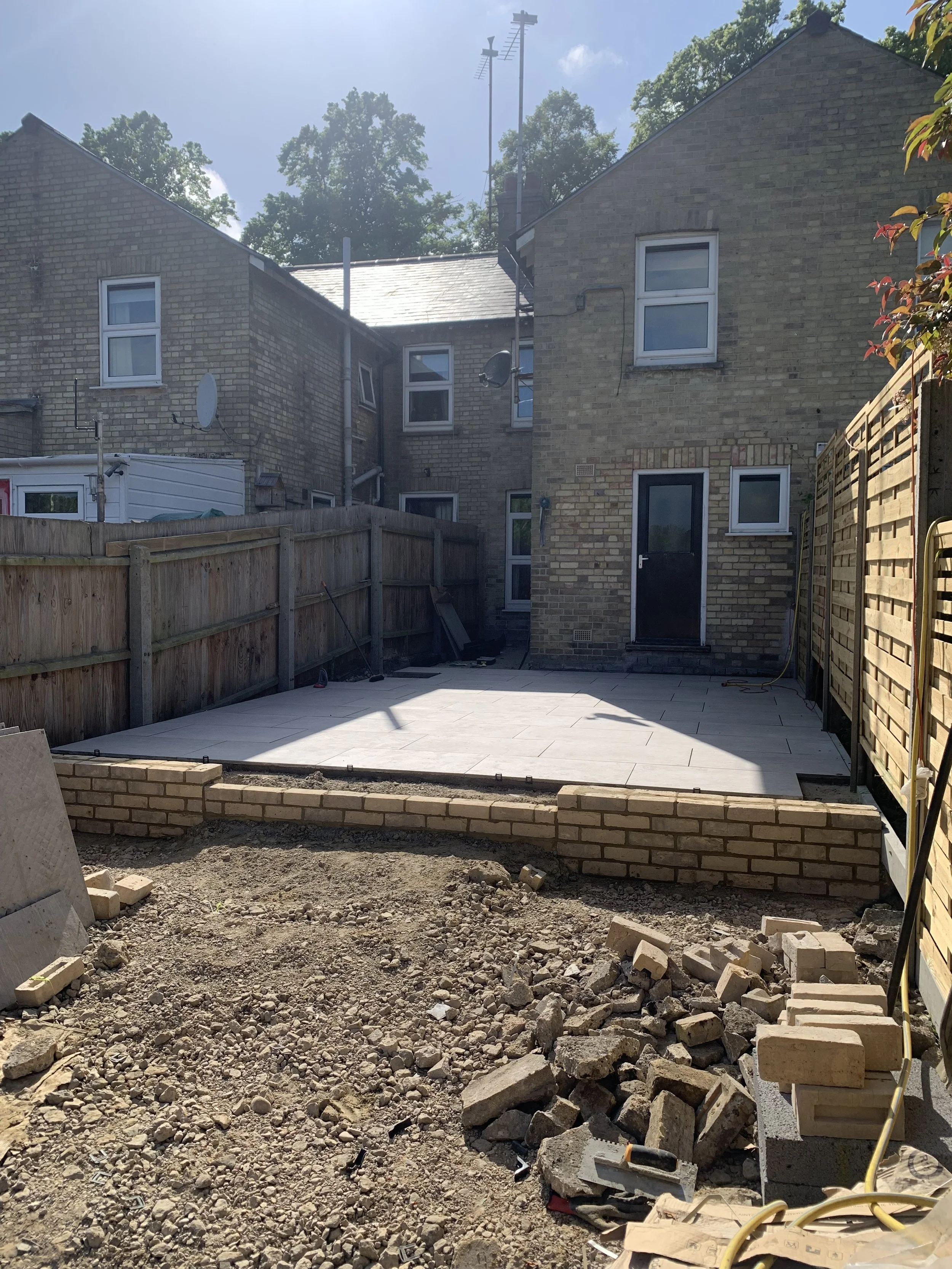 porcelain tile patio for rear garden in cambridge
