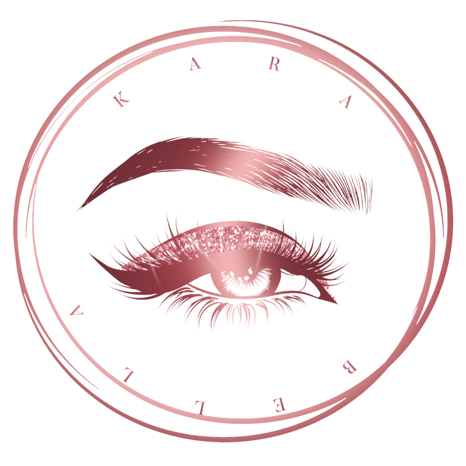 Karabella Permanent Makeup logo of a pink eye.