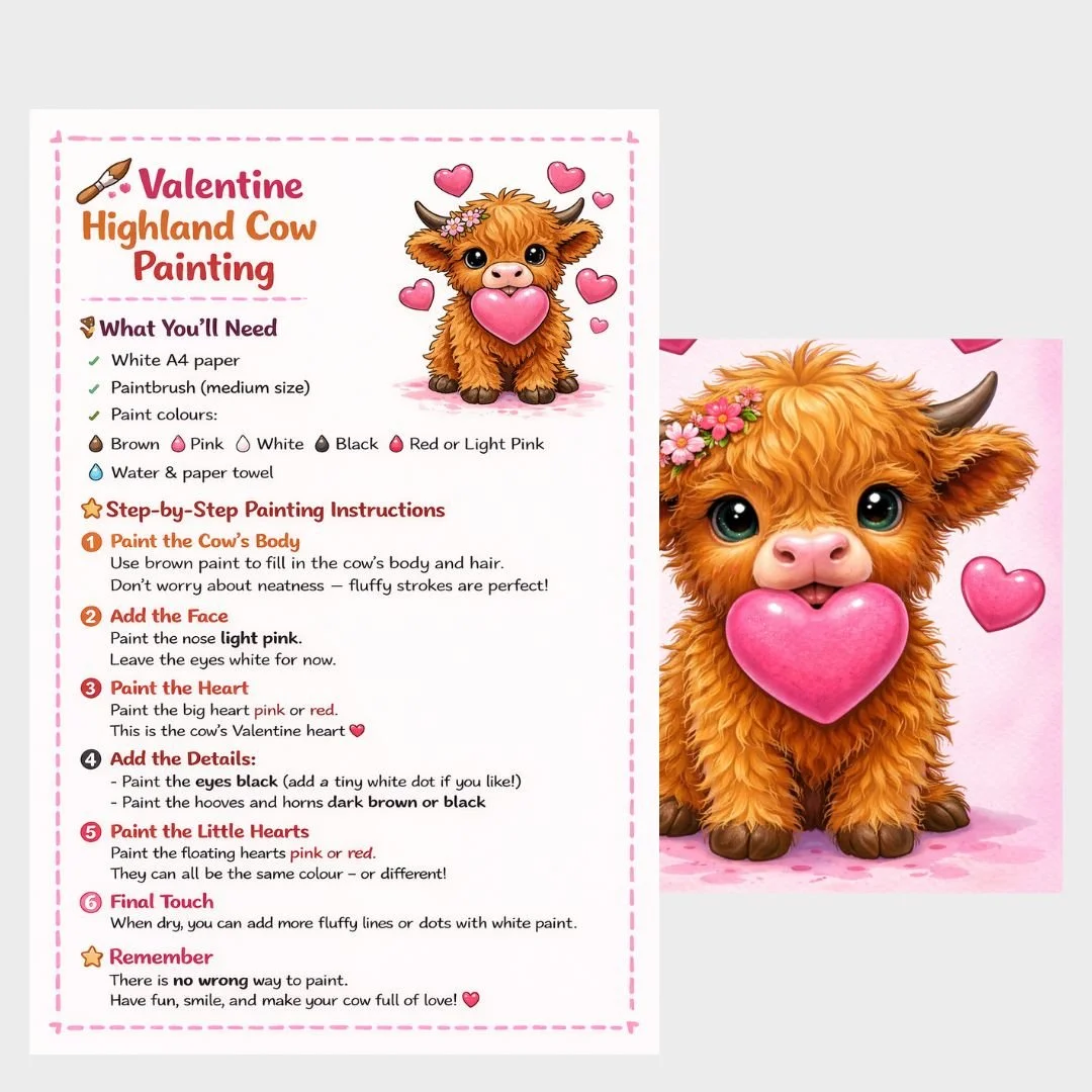 Valentine Highland Cow Kids Art Kit