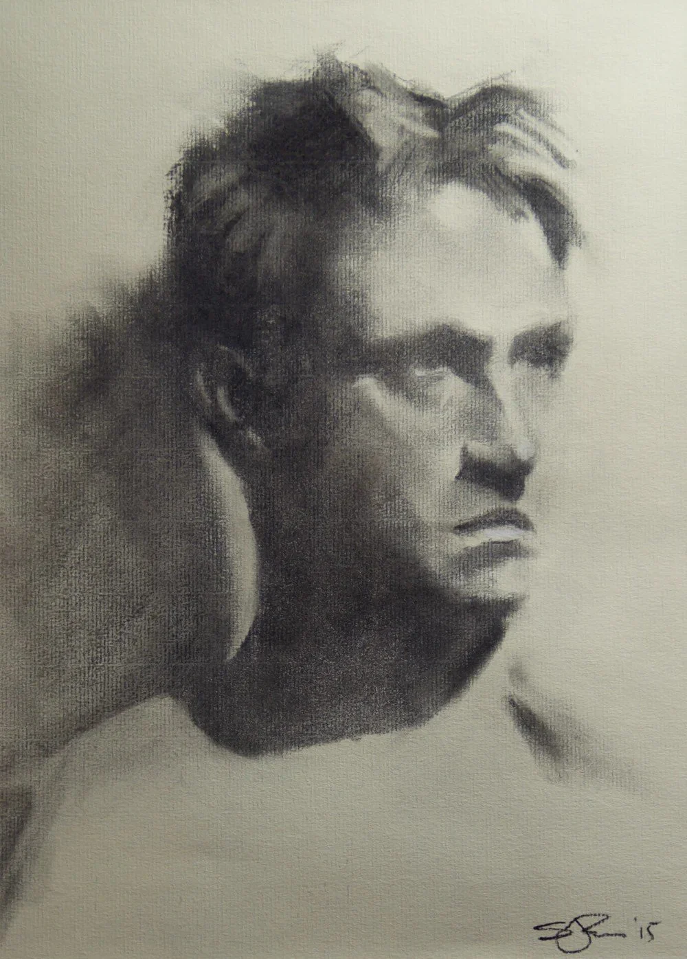 Tom, Charcoal and chalk on paper