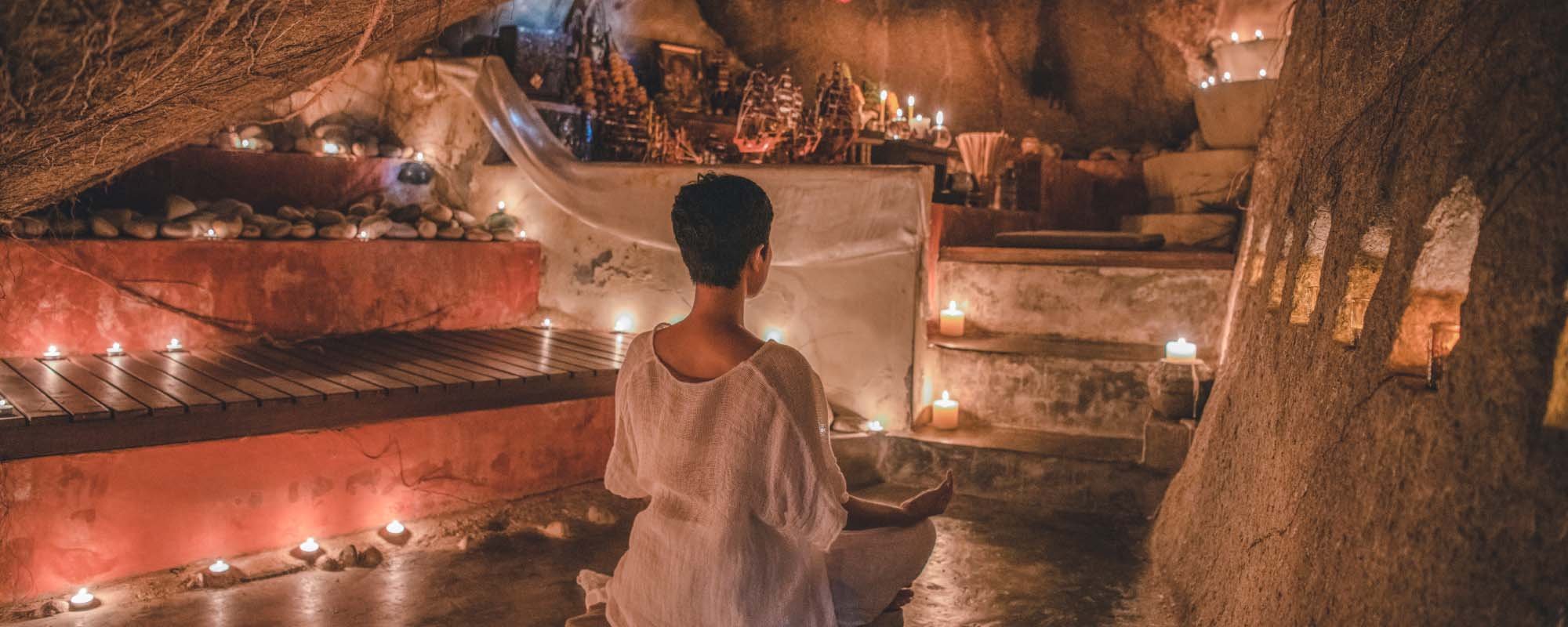 This retreat has a cave for private moments of reflection 