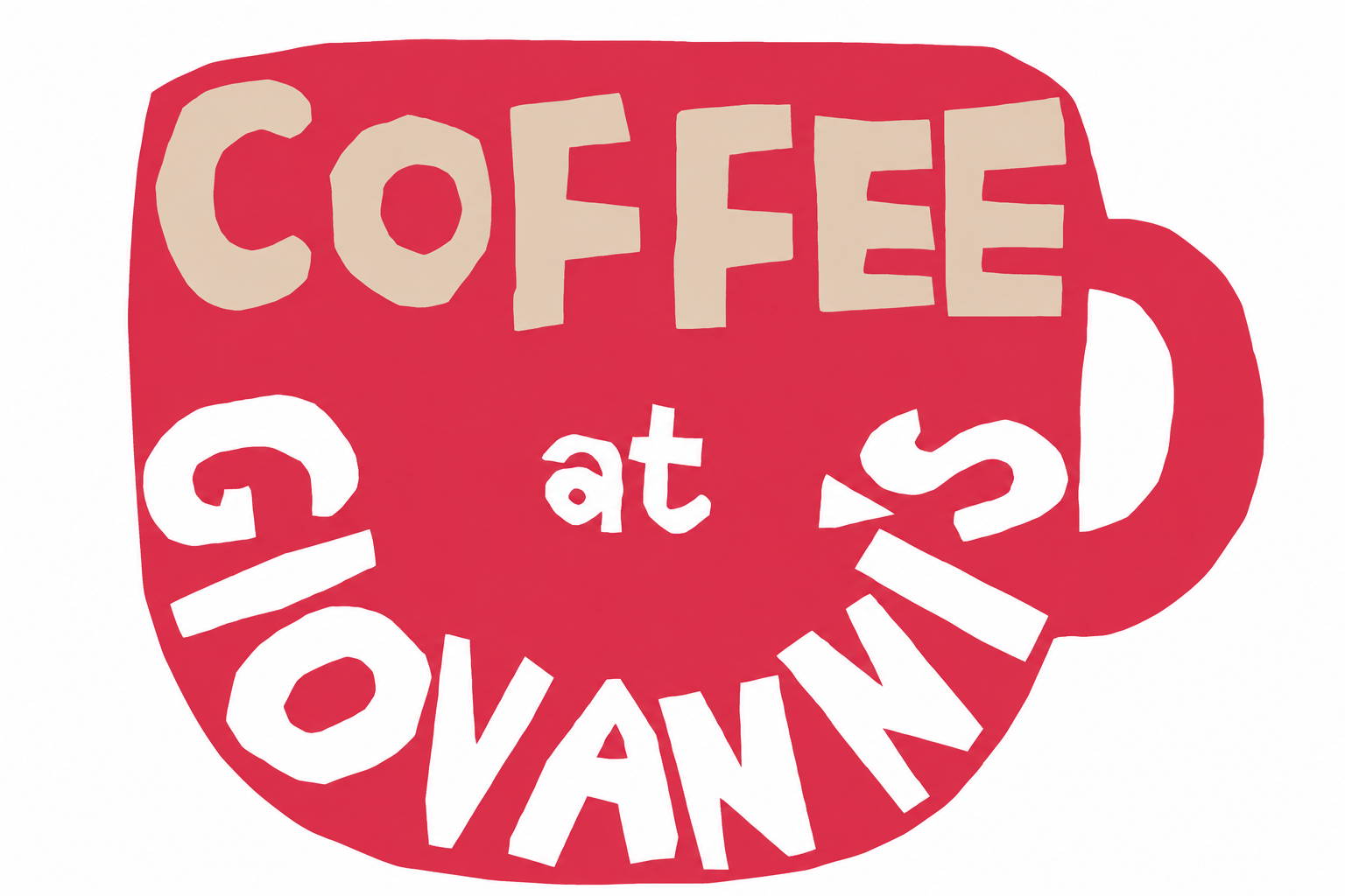 Red coffee cup reading Coffee at Giovanni's