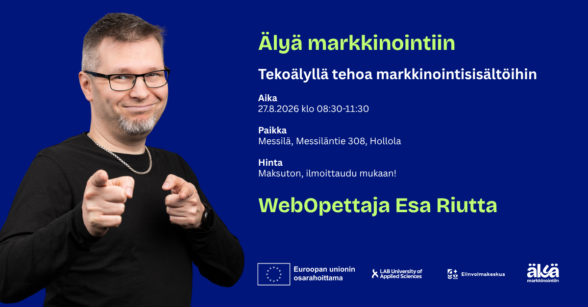 Tapahtuma 27.8.2026 Messilässä: Tekoälyllä tehoa markkinointisisältöihin 