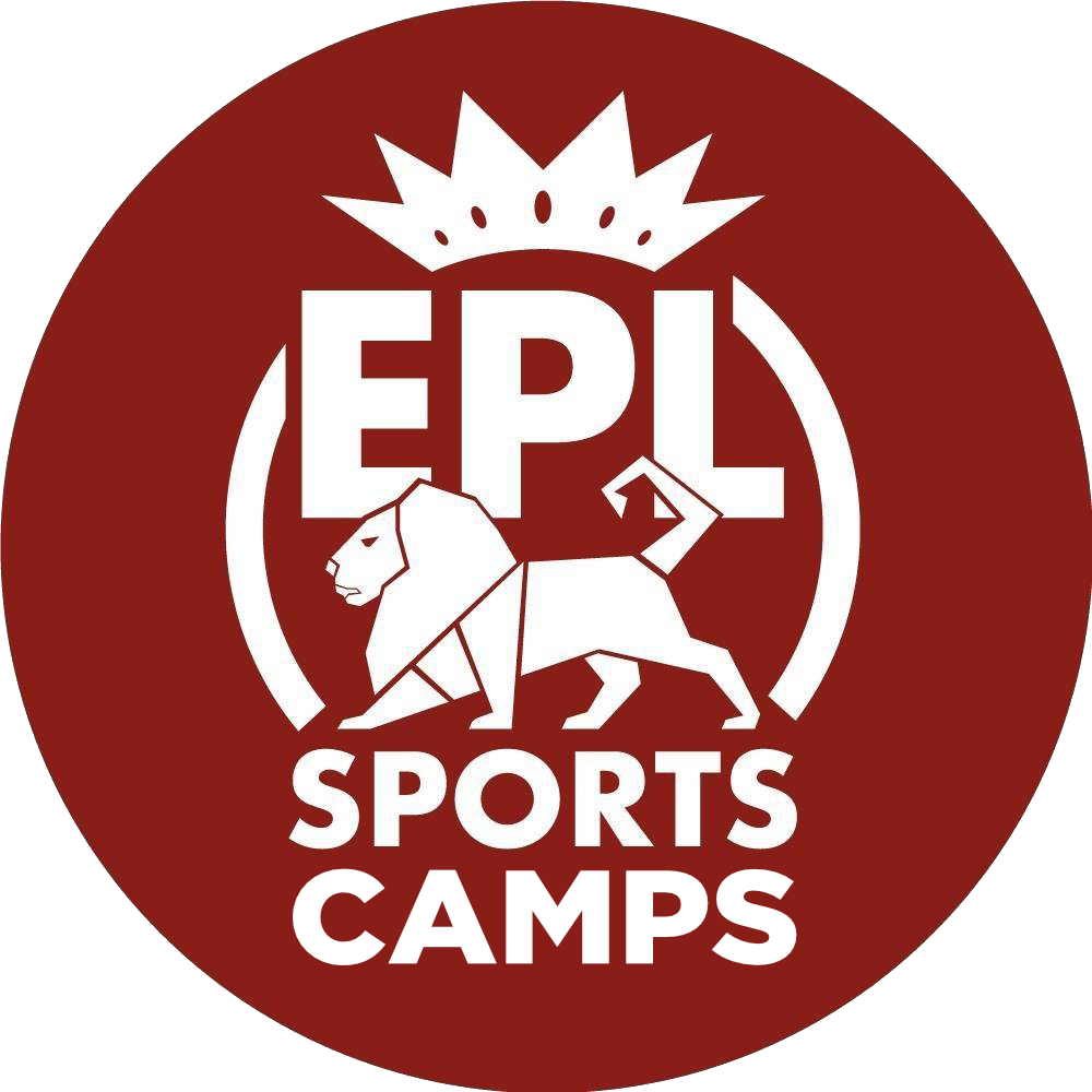 Logo for EPI Sports Camps featuring a lion and a crown on a red background.