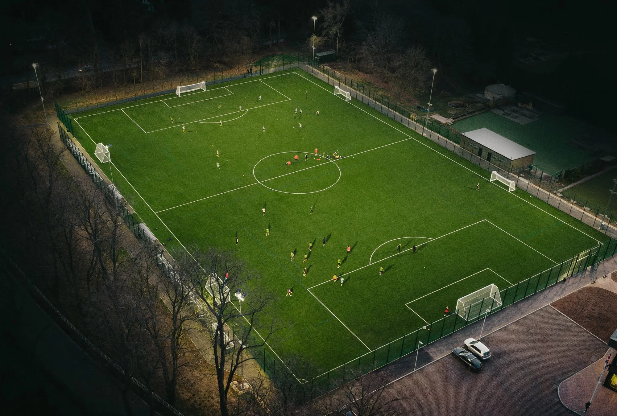Aerial view of the FIFA quality 3G pitch facility at Hamiltons.