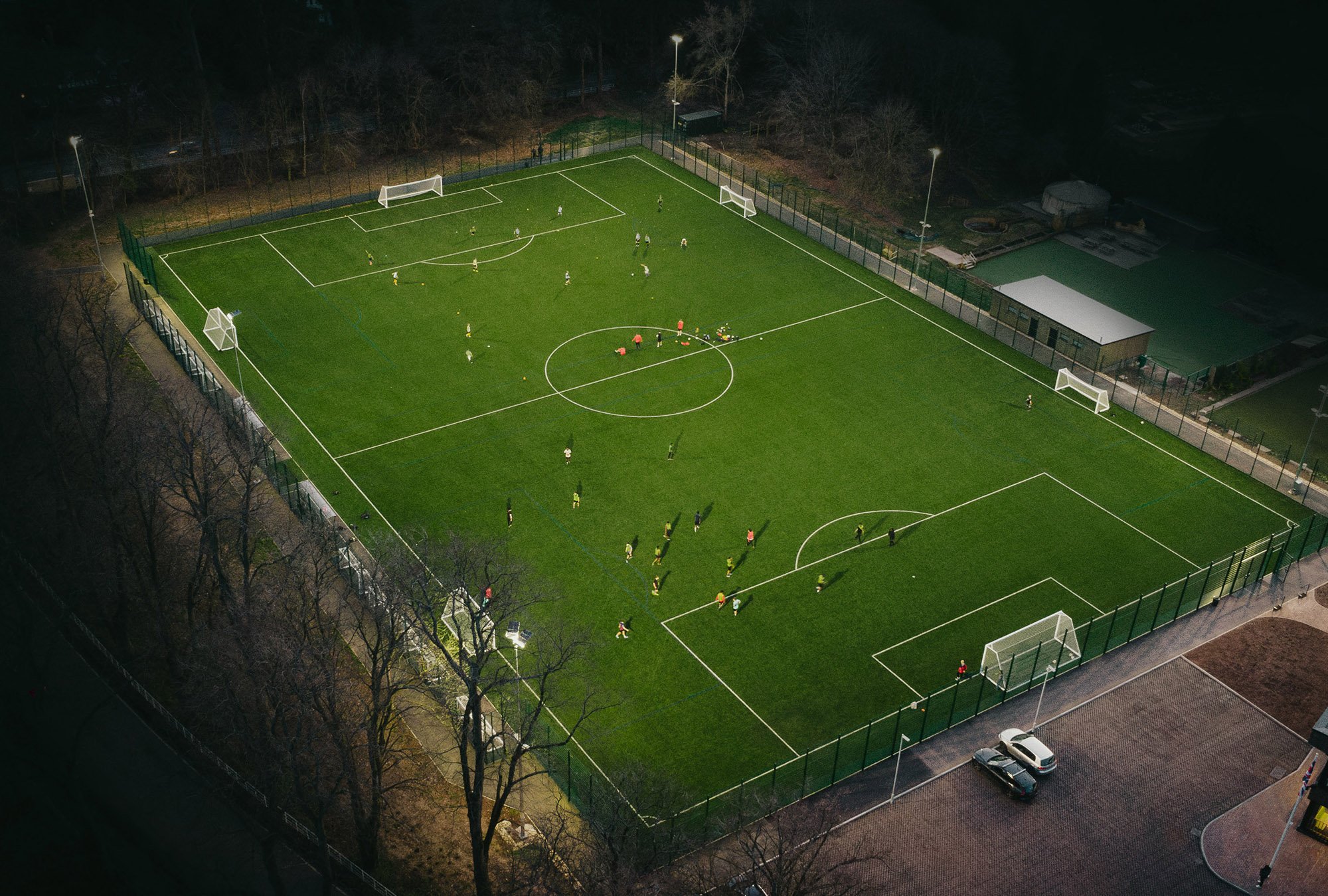 Aerial view of the FIFA quality 3G pitch facility at Hamiltons.