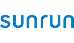 Sunrun logo with blue text on a white background