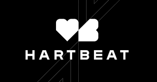 Logo with a stylized heart and pulse symbol above the word 'HEARTBEAT'.