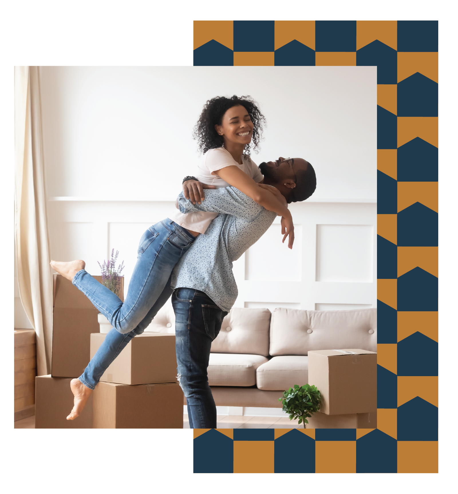 Man hugging and lifting up his wife.