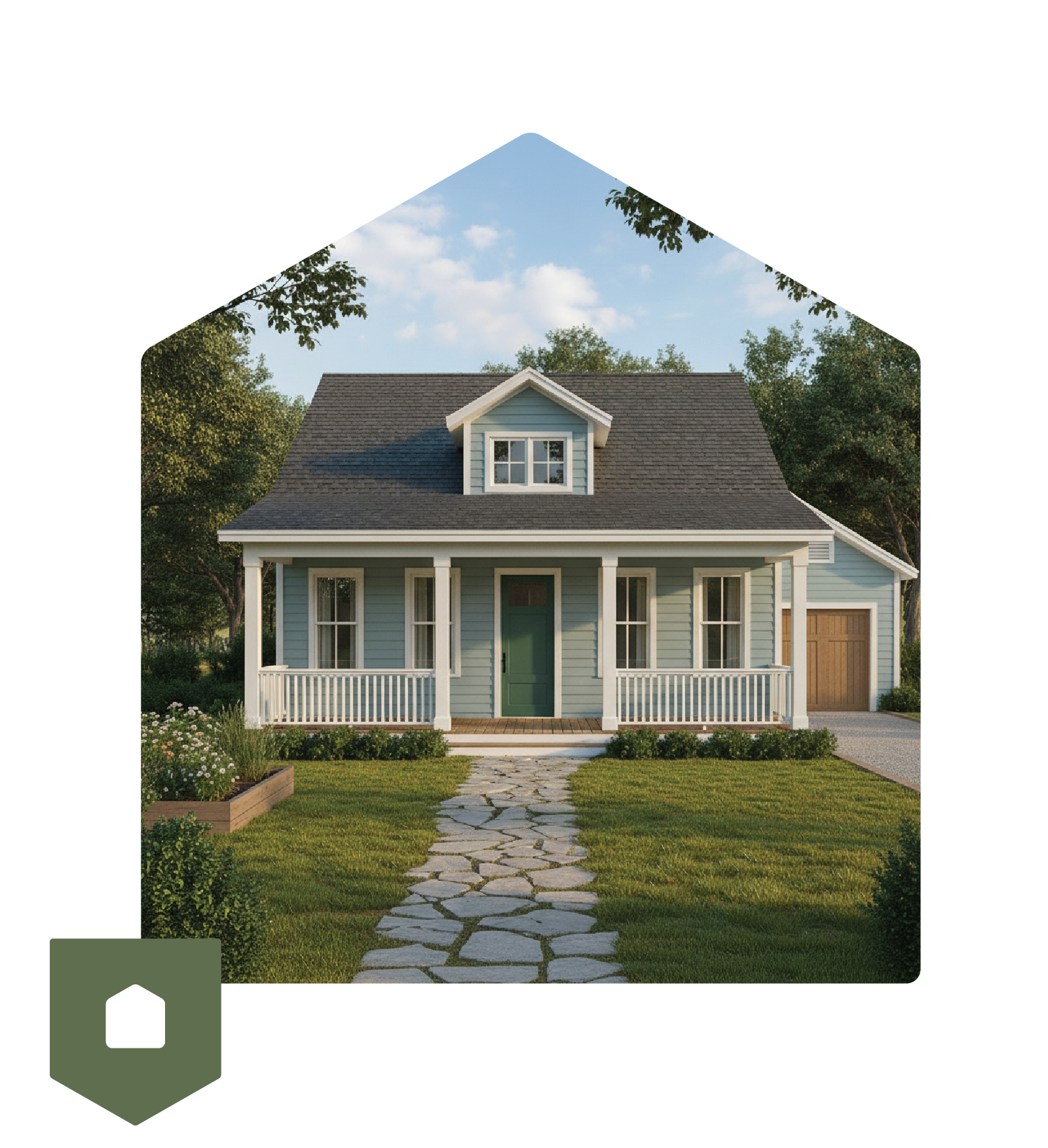 Blue cottage style home.