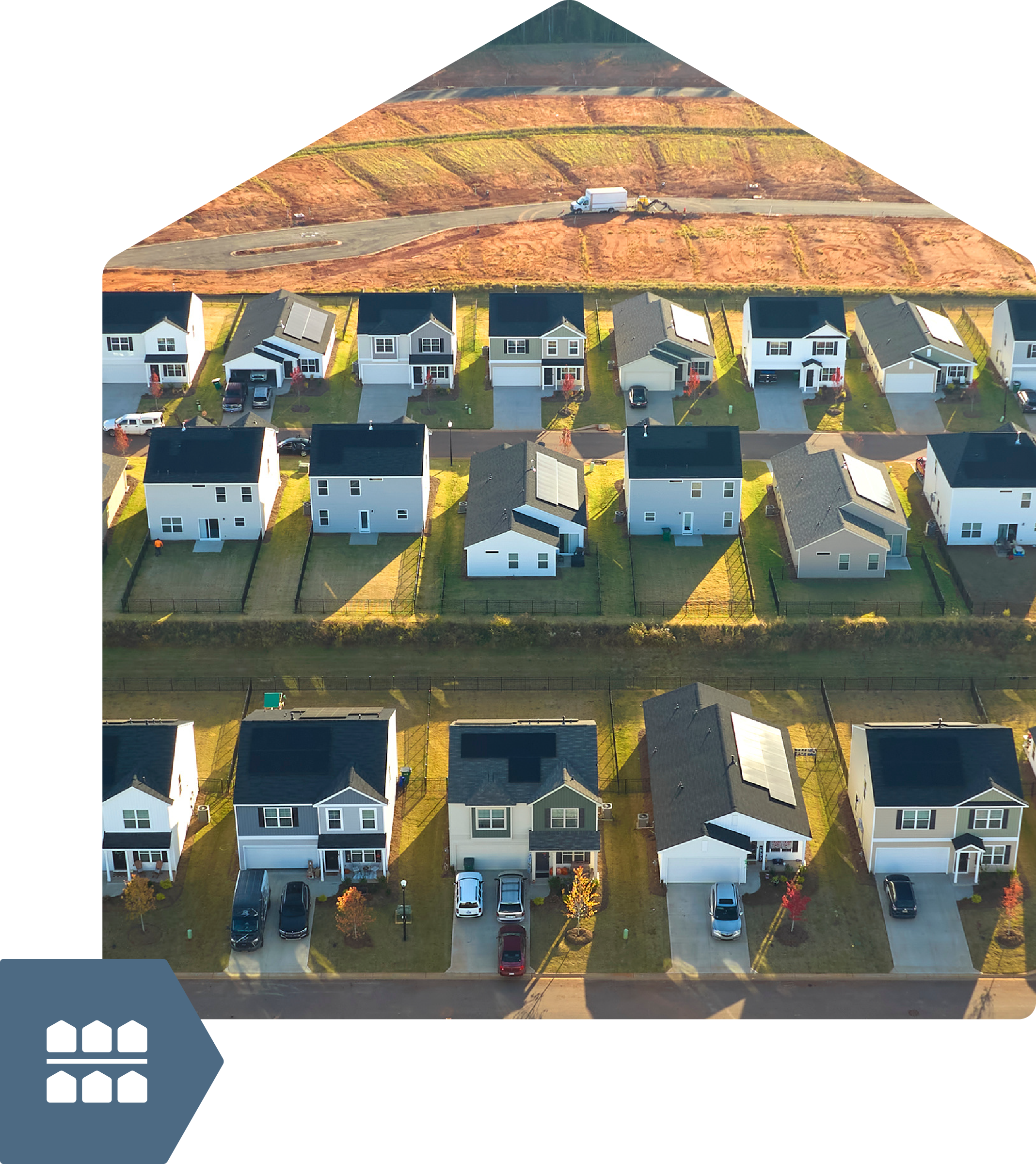 Aerial view of neighborhood development.