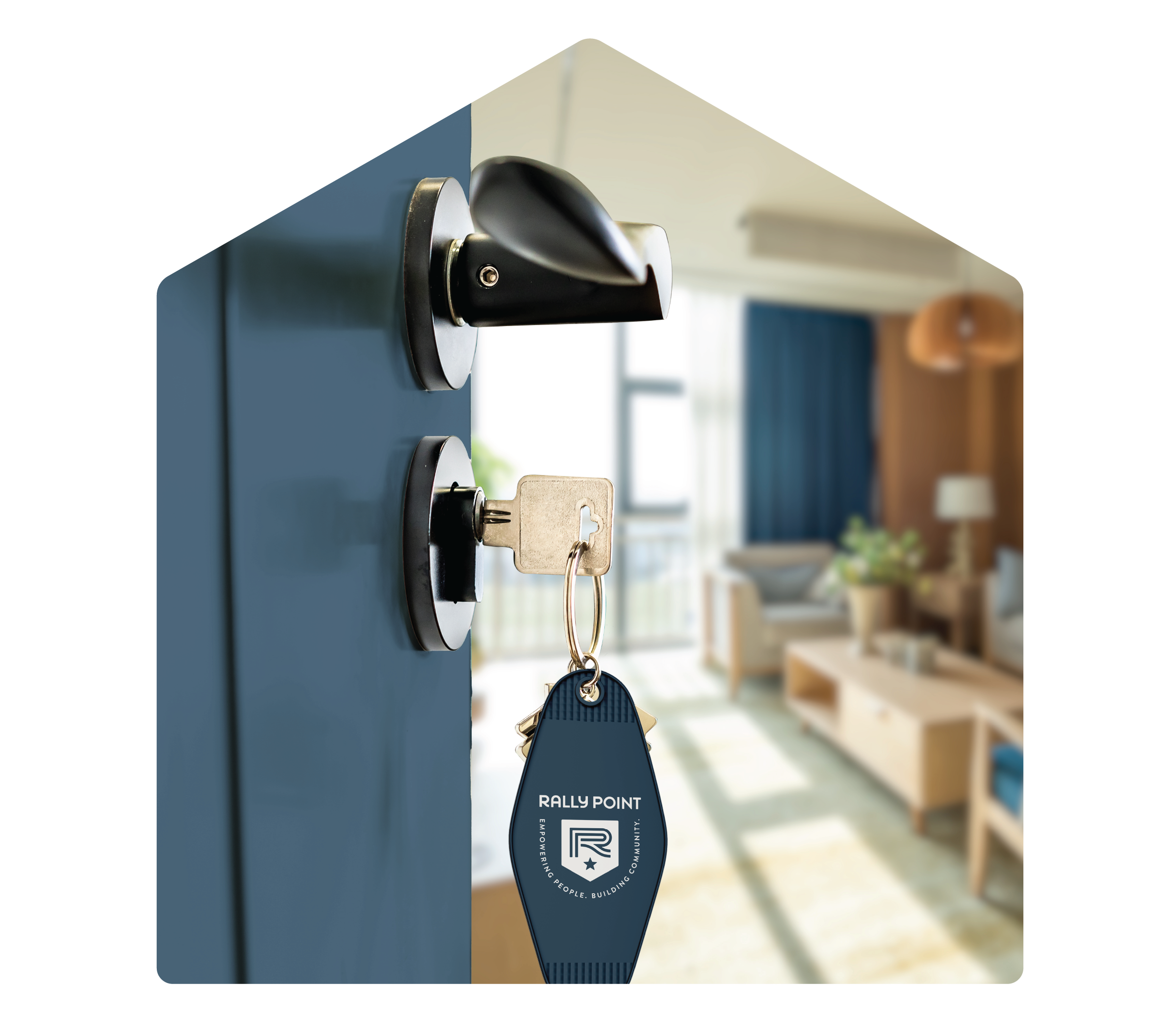 Door opening up into apartment living room.