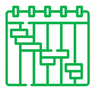 Line drawing of Gantt Chart calendar and scheduling icon.