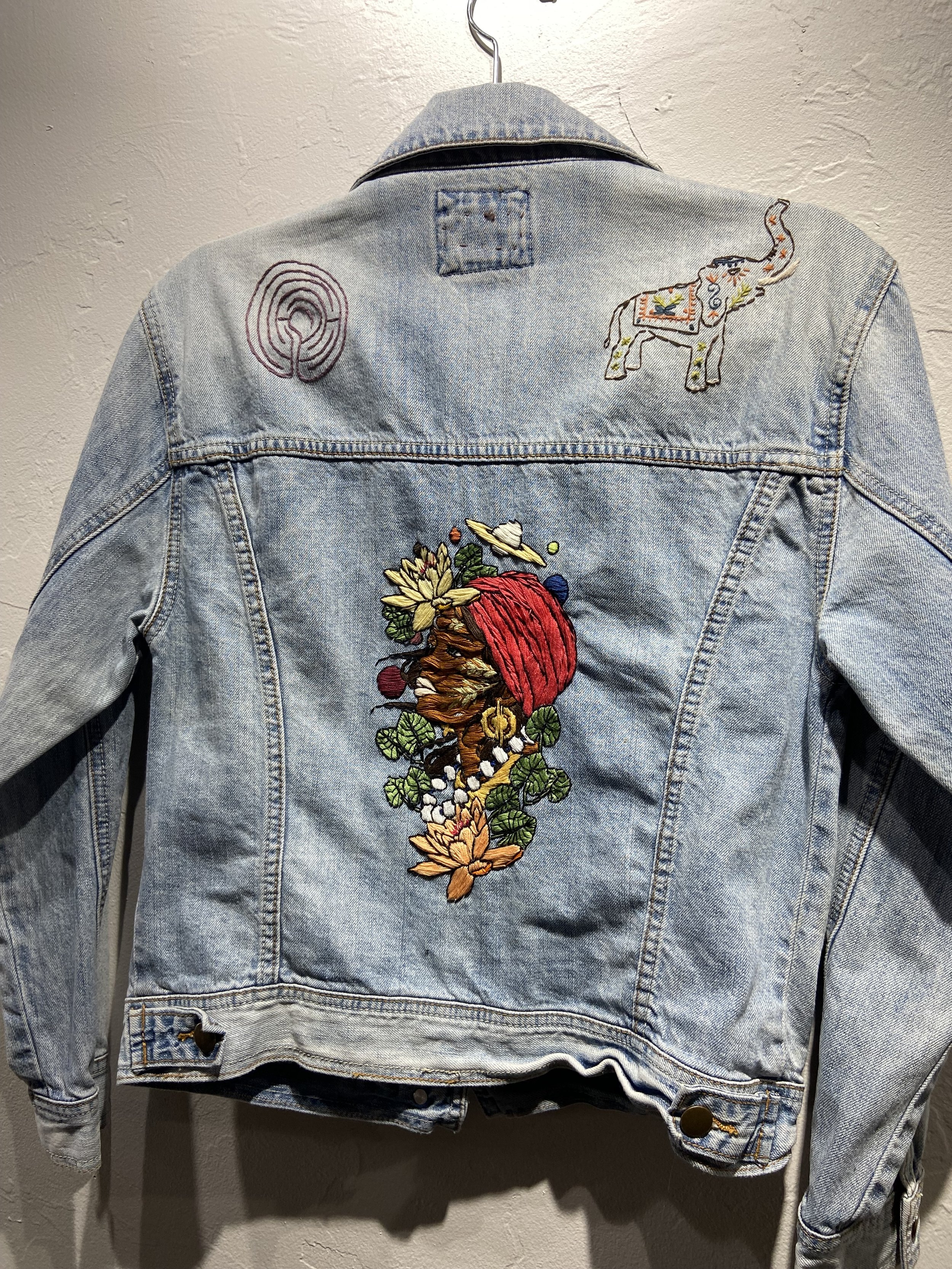 African Goddess | Hand Embroidered Denim Jacket